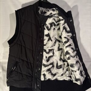 Fox Racing Black Puffer Vest Full Zip Pockets Size XL Lined Y2K Waterproof